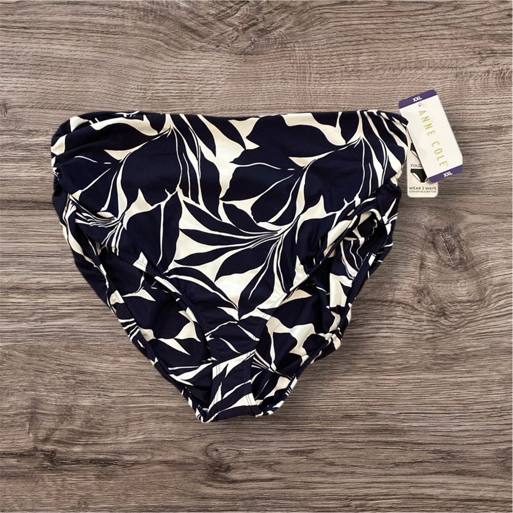 NWT Navy and White Wear 3 Ways Bikini Bottom XXL